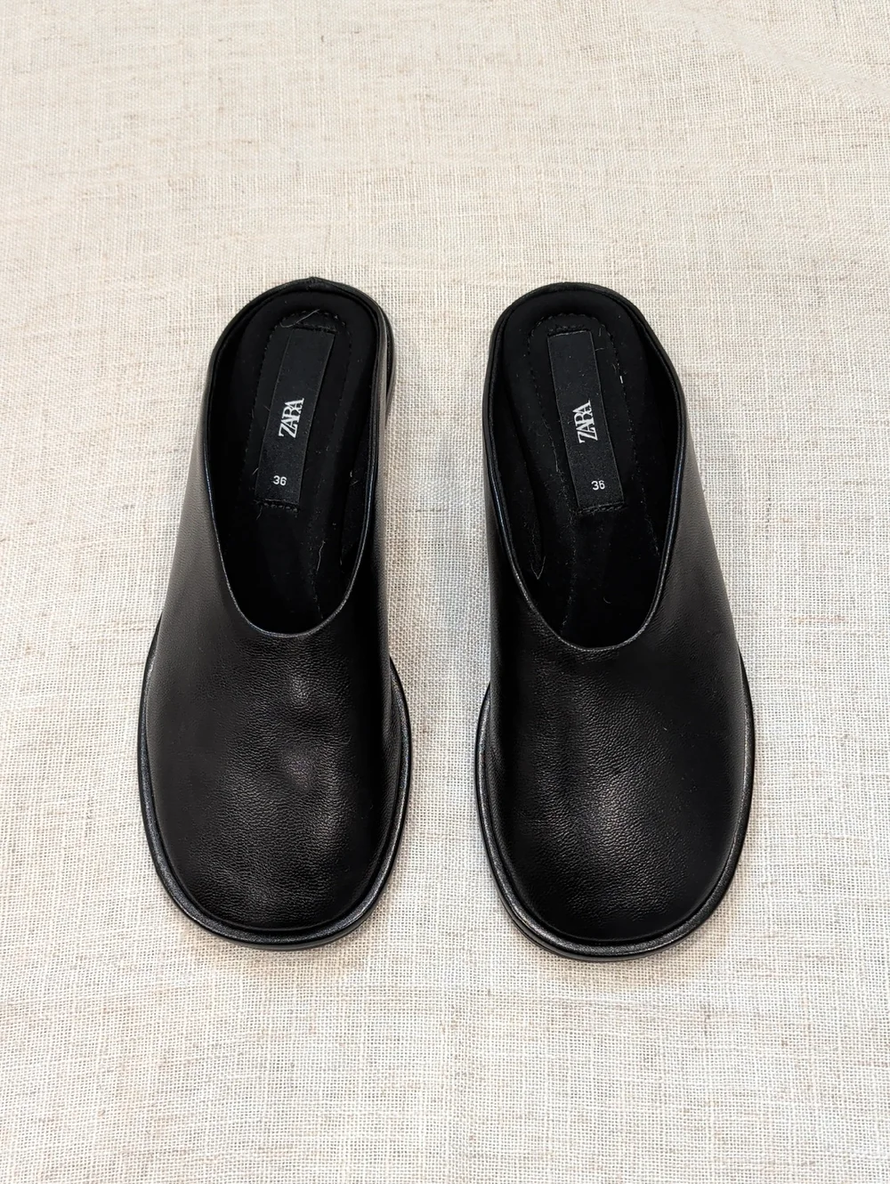ZARA Leather Mule Loafers - Picture 1 of 8